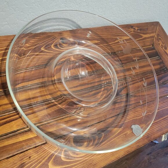 Princess House Clear Crystal Chip N Dip Bowl Handblown Cut Heritage Pattern 401 - Picture 1 of 7